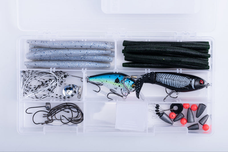+fishing +lure +supply Complete Fishing Lure Kit 20pcs wire shaft Bass Pro Shops Tourney Special
