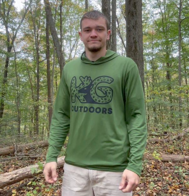 Green Animal Tracks Lightweight Hooded Shirt